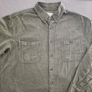 Duluth Trading Co Flannel Button Down Shirt 100% Cotton Mens XLT TALL Green
